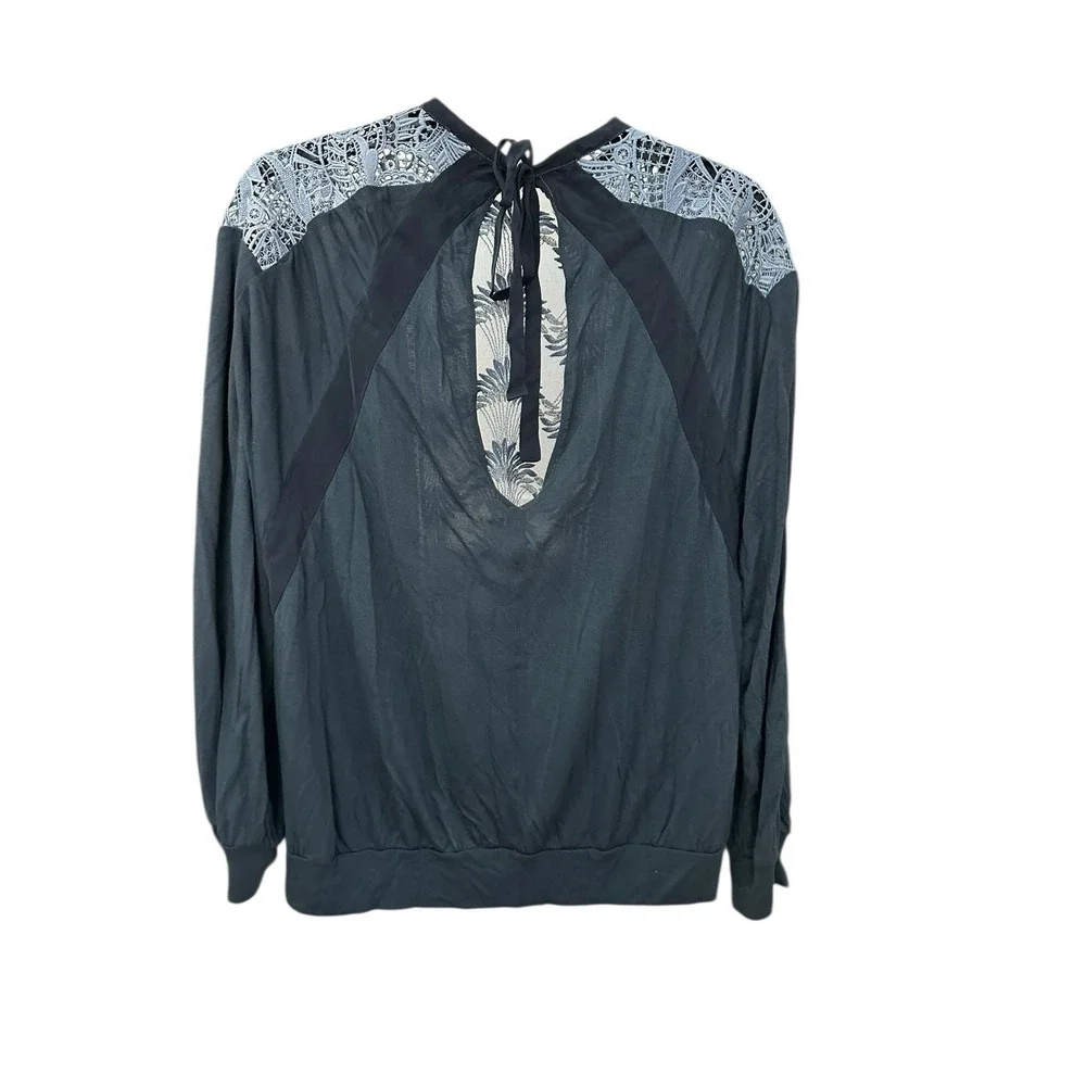 Anthropologie Tiny Brand Embroidered Top Women's Small Crochet Knit Sheer DD11-1